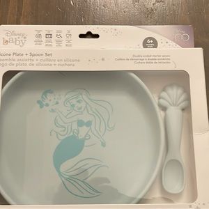 Little mermaid plate and spoon. Brand new